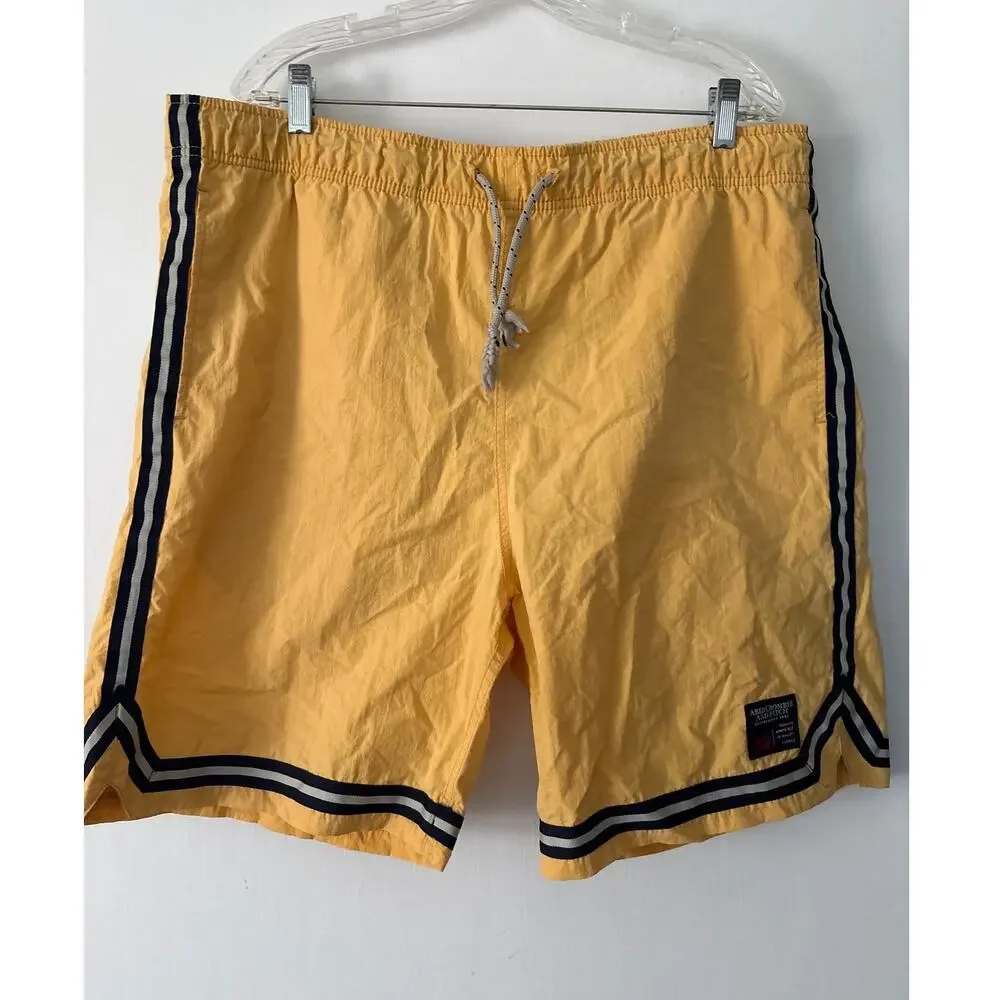 Abercrombie & Fitch 90s Y2K Swim Trunks Board Shorts Yellow Size Large